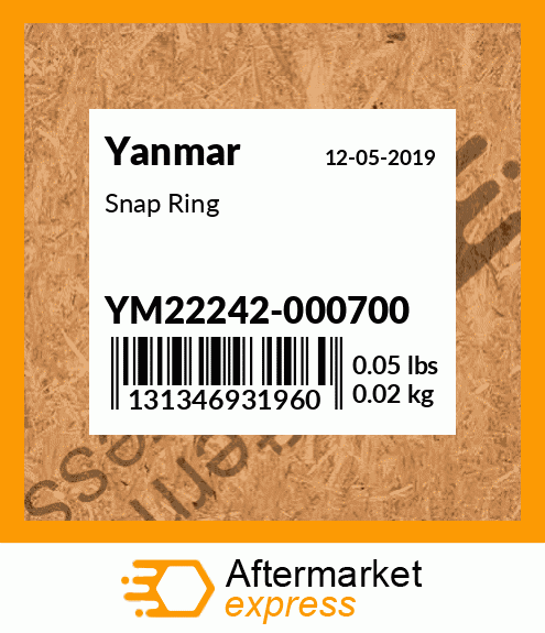 Spare part YM22242-000700 + Snap Ring