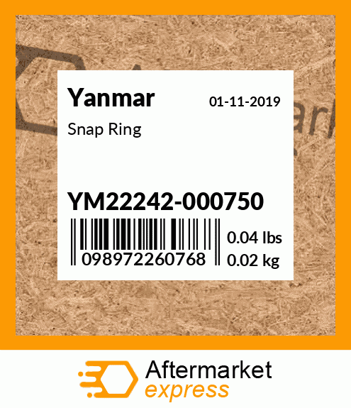 Spare part YM22242-000750 + Snap Ring