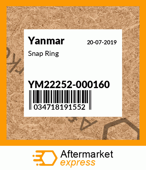 Spare part YM22252-000160 + Snap Ring