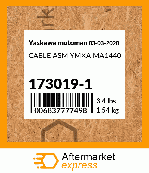 Spare part 173019-1 + CABLE ASM YMXA MA1440