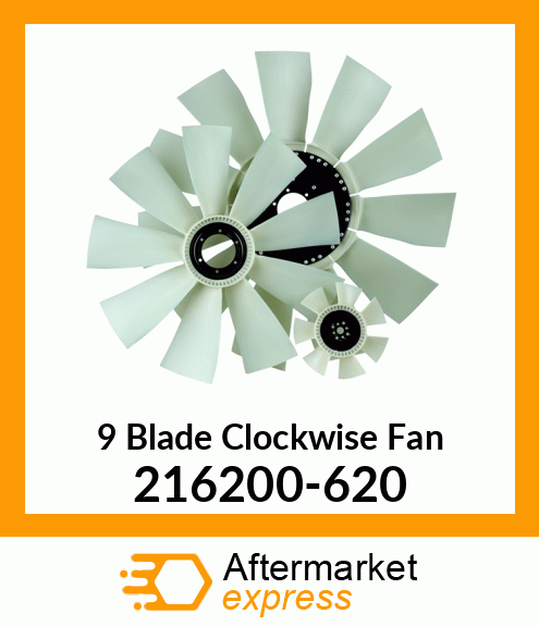 Spare part 216200-620 + New Aftermarket 9 Blade Clockwise Fan