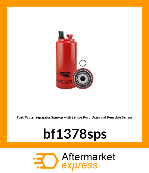 Spare part BF1378-SPS + Fuel/Water Separator Spin-on with Sensor Port, Drain and Reusable Sensor