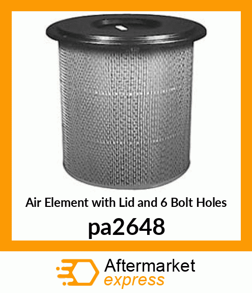 Air Element with Lid and 6 Bolt Holes pa2648