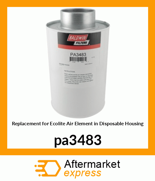 Replacement for Ecolite Air Element in Disposable Housing pa3483