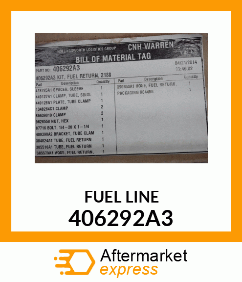 FUEL LINE 406292A3