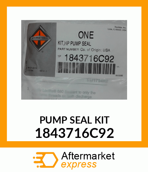 PUMP SEAL KIT 1843716C92