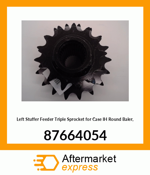 Left Stuffer Feeder Triple Sprocket for IH Round Baler, 87664054 87664054