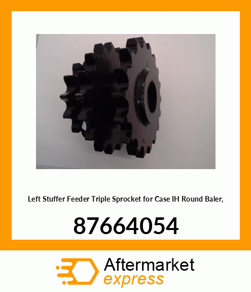 Left Stuffer Feeder Triple Sprocket for IH Round Baler, 87664054 87664054