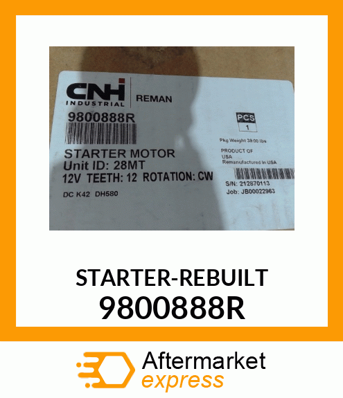 STARTER-REBUILT 9800888R