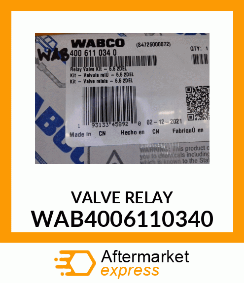 VALVE RELAY WAB4006110340