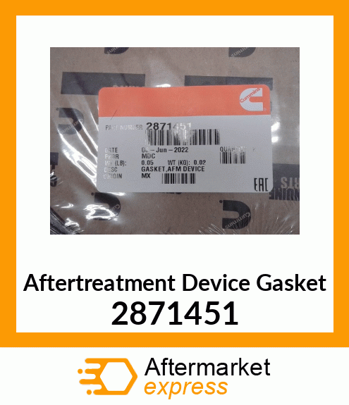 Aftertreatment Device Gasket New Aftermarket 2871451