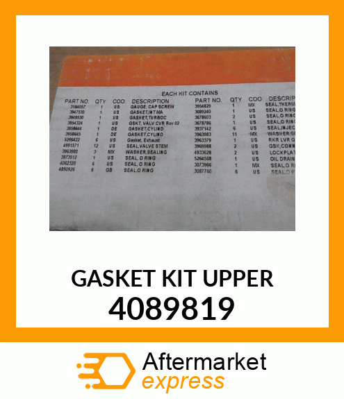 GASKET KIT UPPER 4089819