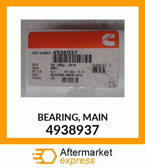 Main Bearing (Lower) 0.25Mm 4938937