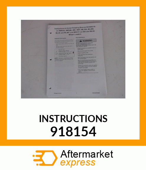 INSTRUCTIONS 918154