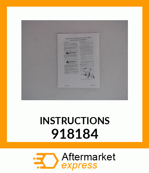 INSTRUCTIONS 918184