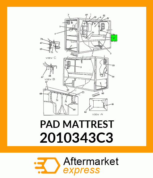 PAD, INNER SPRING MATTRESS 36" X 79" X 5 3/4" 2010343C3