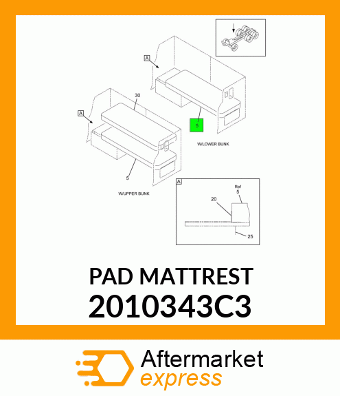 PAD, INNER SPRING MATTRESS 36" X 79" X 5 3/4" 2010343C3