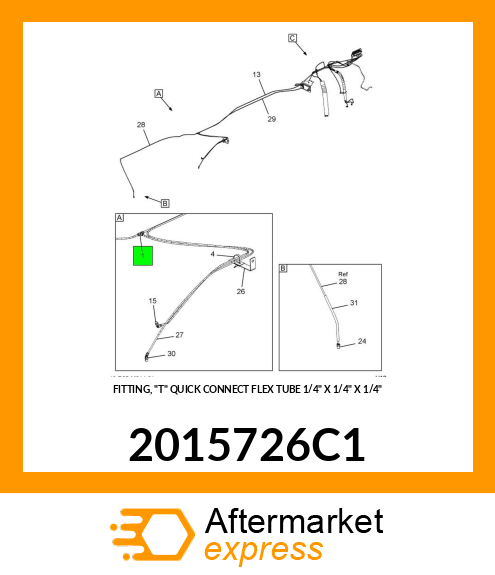 FITTING, "T" QUICK CONNECT FLEX TUBE 1/4" X 1/4" X 1/4" 2015726C1