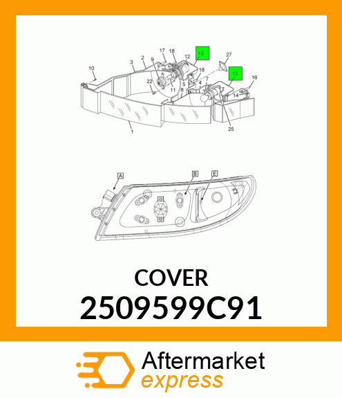 COVER AND SEAL ASSY, HDLT BULB 2509599C91