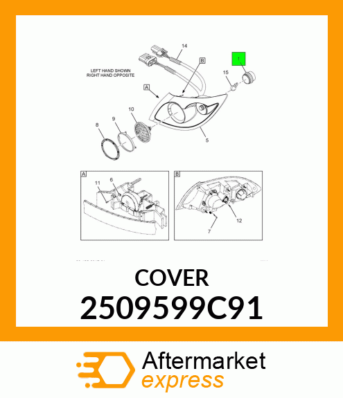 COVER AND SEAL ASSY, HDLT BULB 2509599C91