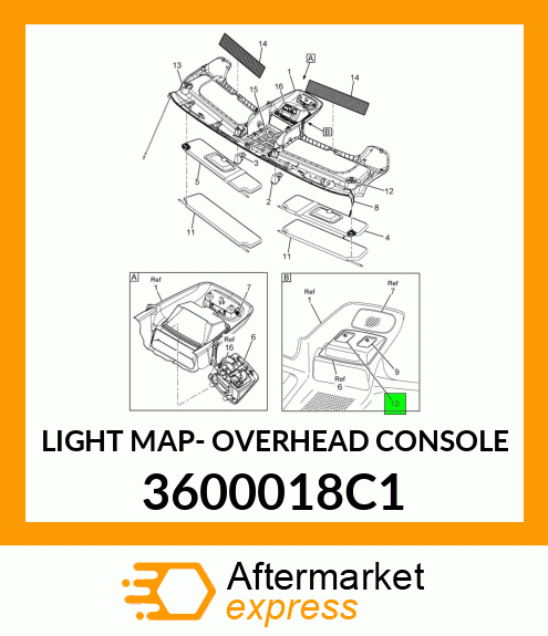 LIGHT MAP- OVERHEAD CONSOLE 3600018C1