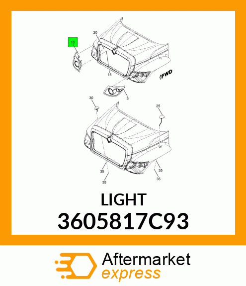 LIGHT, HEAD, LONG LIFE CHROME /PNT BEZ- RIGHT HAND 3605817C93