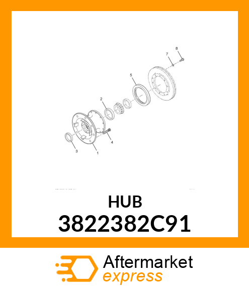 HUB, FRONT WHEEL WITH ROTOR F08 STEEL 0 8- 275, STEEL RIM ANTILOCK BRAKE SYSTEM ABS DISC 3822382C91