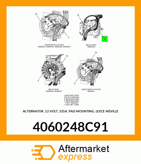 ALTERNATOR, 12 VOLT, 325A, PAD MOUNTING, LEECE-NEVILLE 4060248C91