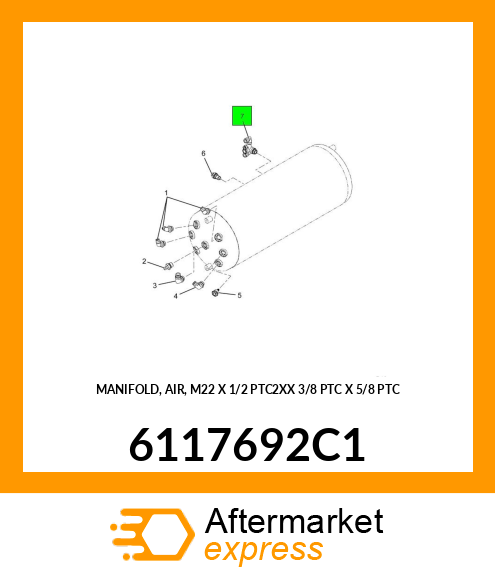 MANIFOLD, AIR, M22 X 1/2 PTC2XX 3/8 PTC X 5/8 PTC 6117692C1