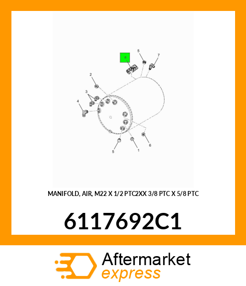 MANIFOLD, AIR, M22 X 1/2 PTC2XX 3/8 PTC X 5/8 PTC 6117692C1