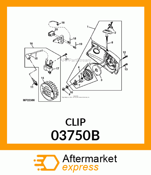 Spare part 03750B + Clip - RETAINER CLIP