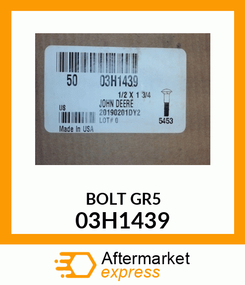 BOLT, ROUND HEAD SQUARE NECK 03H1439