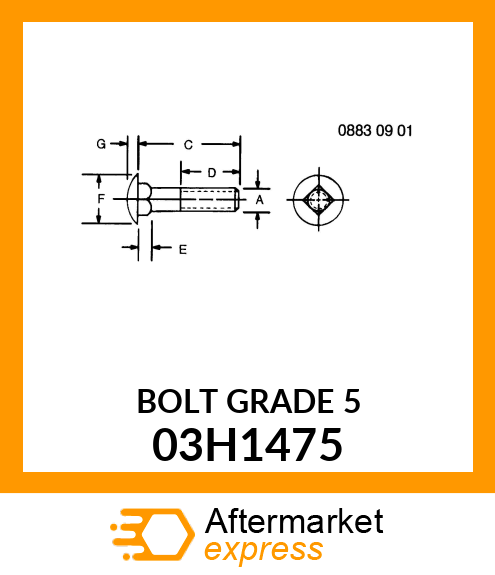 BOLT, ROUND HEAD SQUARE NECK 03H1475