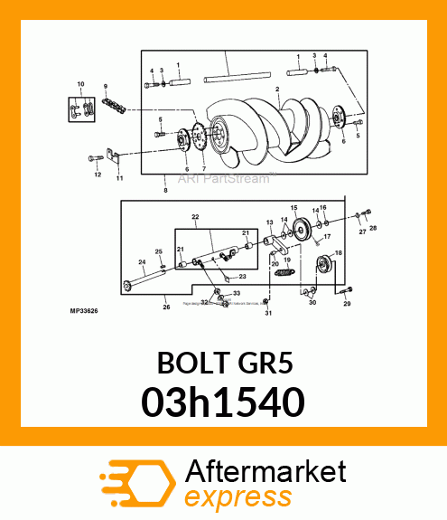 BOLT, ROUND HEAD SHORT SQUARE NECK 03h1540