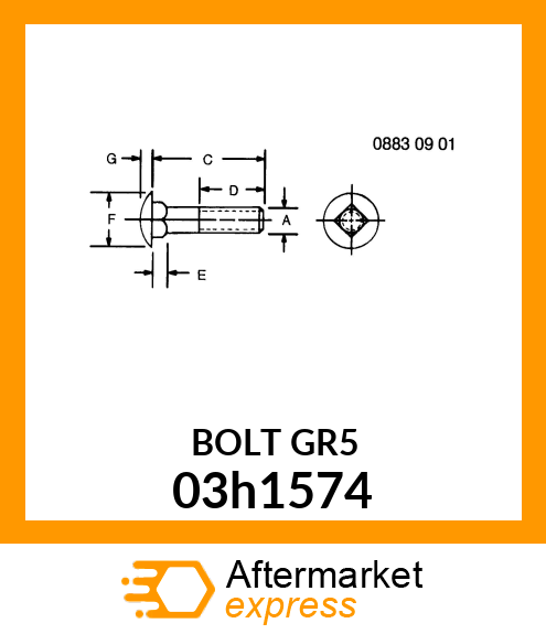 BOLT, ROUND HEAD SQUARE NECK 03h1574