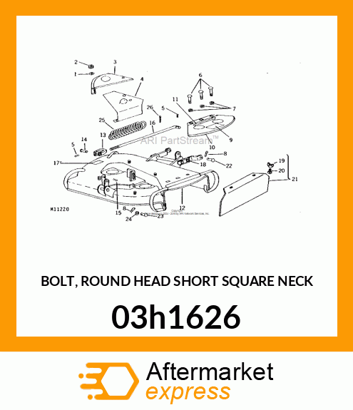 BOLT, ROUND HEAD SHORT SQUARE NECK 03h1626