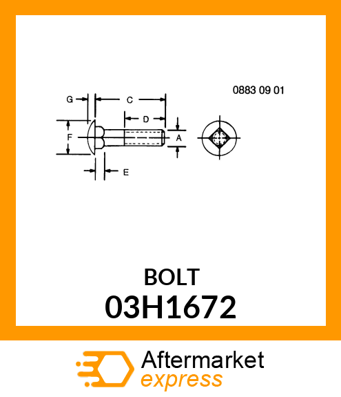 BOLT, ROUND HEAD SHORT SQUARE NECK 03H1672