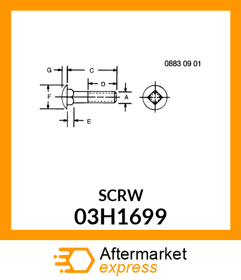 BOLT, ROUND HEAD SHORT SQUARE NECK 03H1699