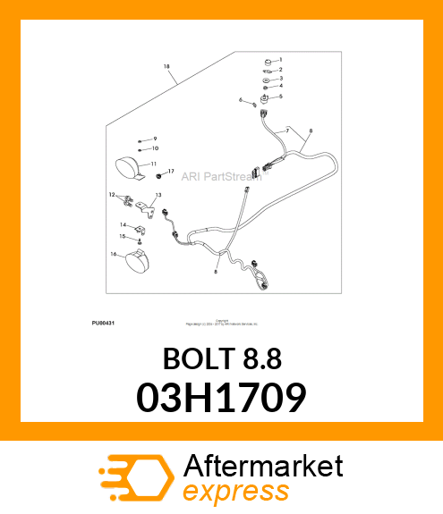 BOLT, ROUND HEAD SHORT SQUARE NECK 03H1709