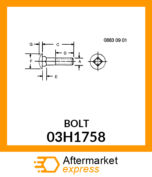 BOLT, ROUND HEAD SHORT SQUARE NECK 03H1758