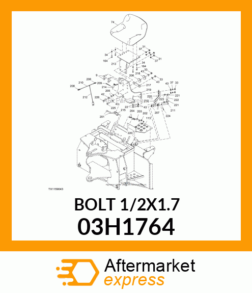 BOLT, ROUND HEAD SHORT SQUARE NECK 03H1764