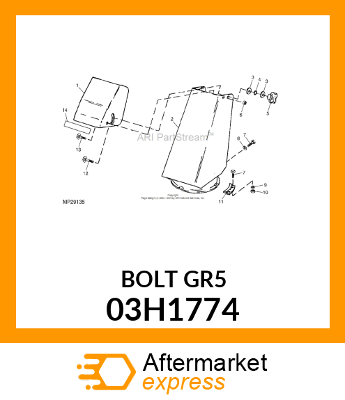 BOLT, ROUND HEAD SHORT SQUARE NECK 03H1774