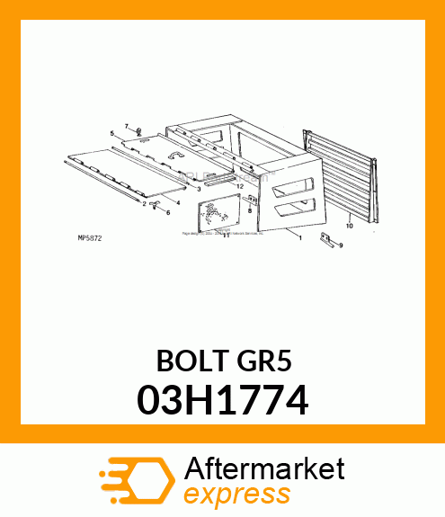 BOLT, ROUND HEAD SHORT SQUARE NECK 03H1774