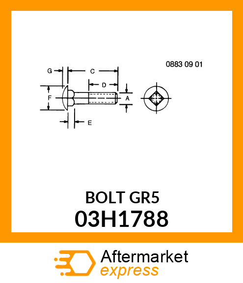 BOLT, ROUND HEAD SQUARE NECK 03H1788