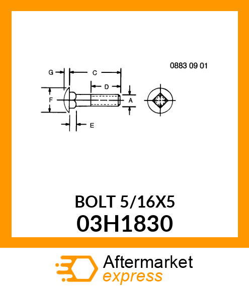 BOLT, ROUND HEAD SQUARE NECK 03H1830