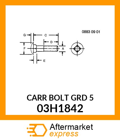 BOLT, ROUND HEAD SQUARE NECK 03H1842