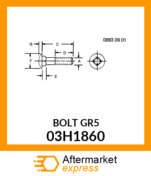 BOLT, ROUND HEAD SQUARE NECK 03H1860