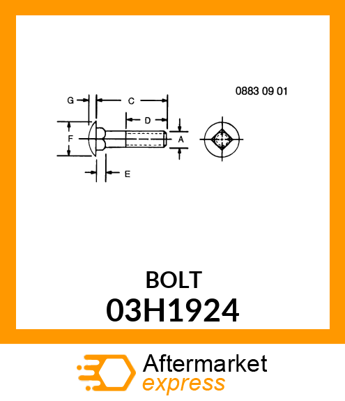 BOLT, ROUND HEAD SQUARE NECK 03H1924