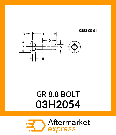 BOLT, ROUND HEAD SQUARE NECK 03H2054