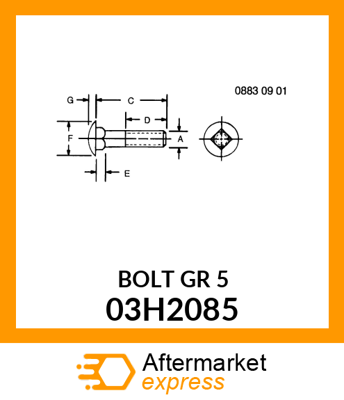 BOLT, ROUND HEAD SQUARE NECK 03H2085